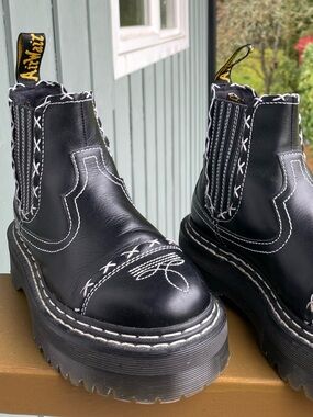 Dr. Martens Black Leather Quad Boot - 2976 Gothic Americana Collection